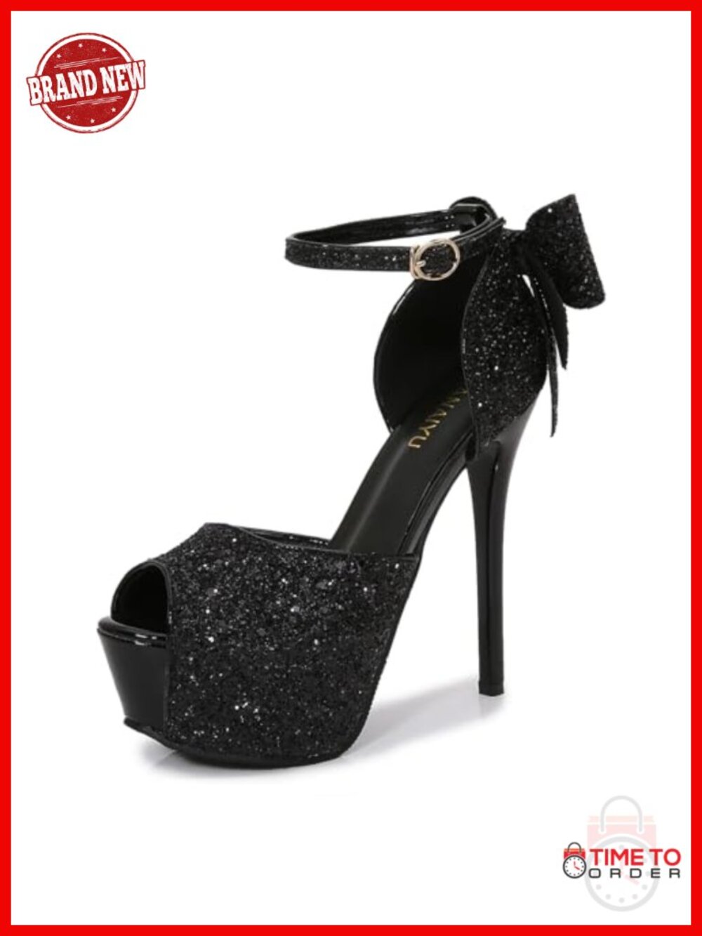 Women's Peep Toe Platform Stiletto Heels Faux Leather Ankle Strap Sandals